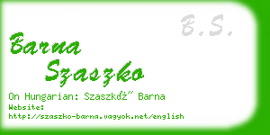 barna szaszko business card